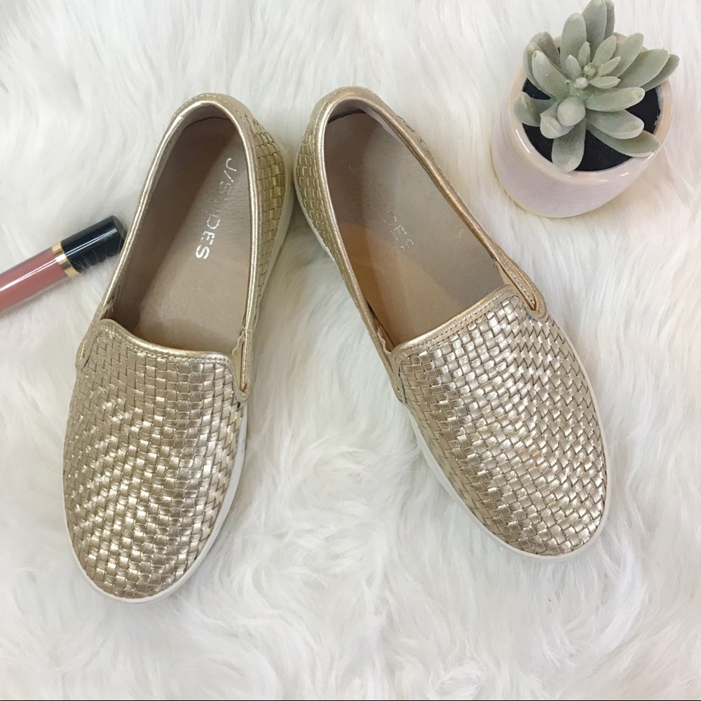 J/Slides Woven Platform Slide-On Sneaker In Gold - image 1